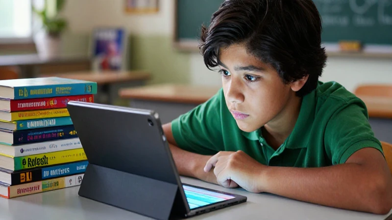 Estudiante concentrado con tablet tecnológica