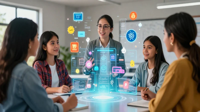 Educación mexicana avanzada con holograma y estilo vibrante