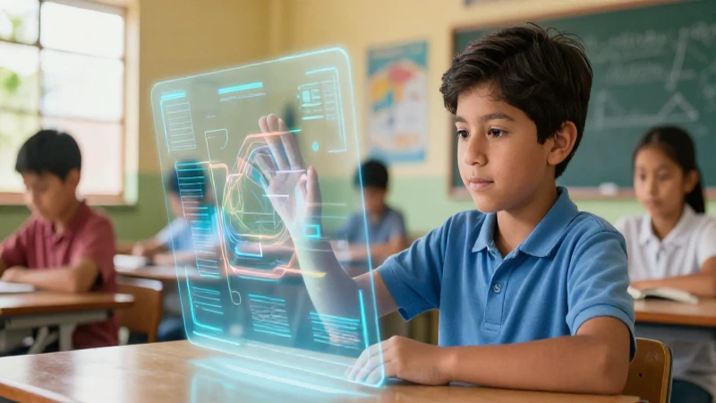 Estudiante mexicano aprende con tecnología holográfica moderna