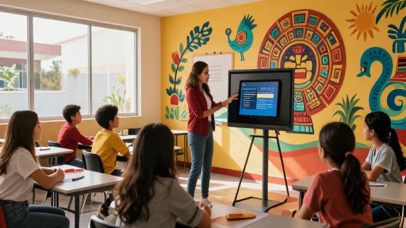 Clase mexicana moderna con tecnología interactiva