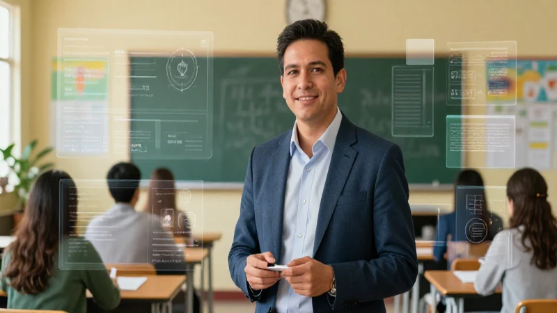 Conoce los 8 principios clave de la NEM para el éxito educativo 8 Líder educativo profesional en un aula moderna y dinámica