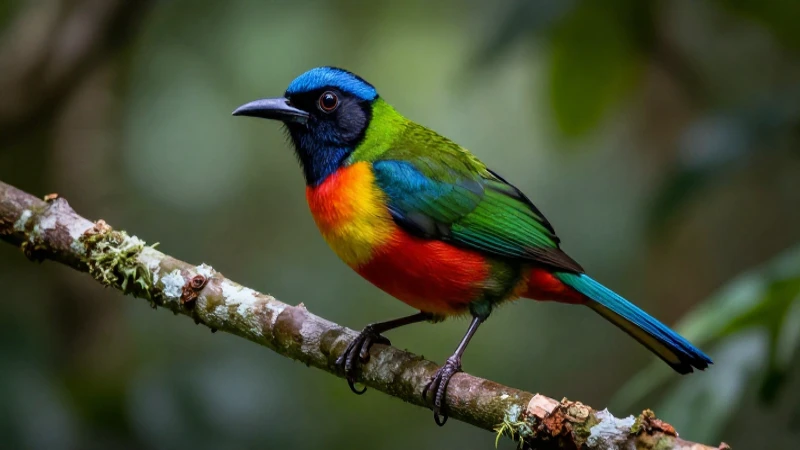 Pájaro vibrante en selva tropical, ultra detallado