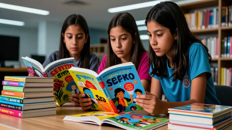 Adolescentes mexicanos leyendo libros vibrantes