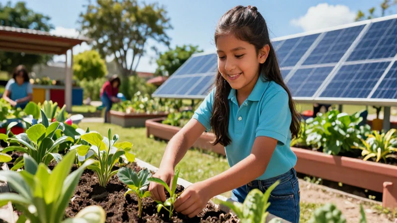 Conoce los beneficios de la educación para la sustentabilidad en la Nueva Escuela Mexicana 3 Niño mexicano sonríe en jardín escolar verde