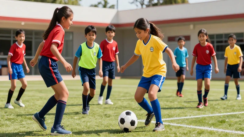 Niños mexicanos disfrutan fútbol en la nueva escuela
