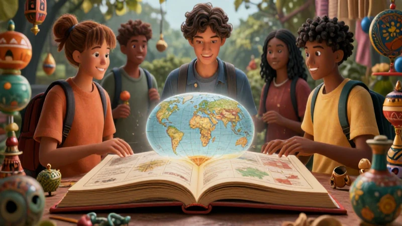 Estudiante aprende historia global con vibrantes artefactos