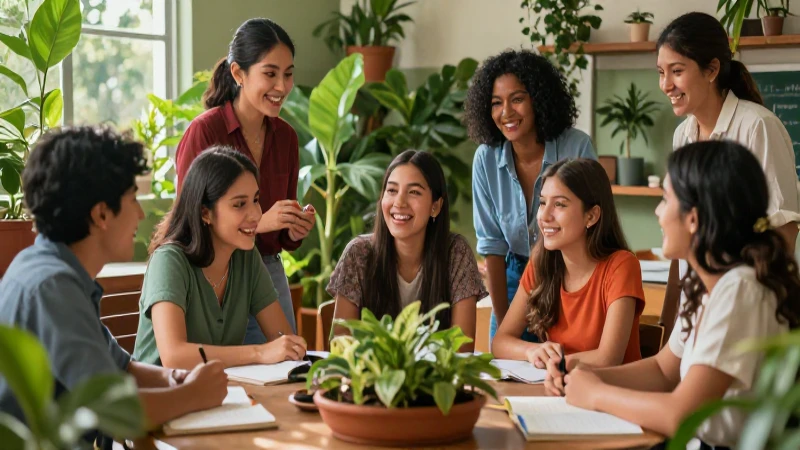 Maximiza la educación sustentable en México con alianzas interinstitucionales 4 Educadores y alumnos en aula sostenible y vibrante