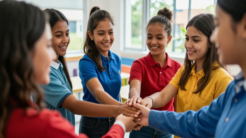 Estudiantes diversos y felices con estilo educativo profesional