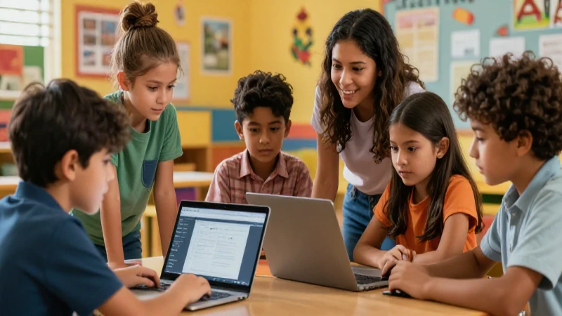 Aprendizaje digital en aula mexicana vibrante