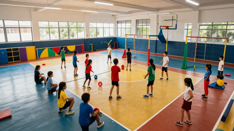 Estudiantes vibrantes en gimnasio mexicano moderno