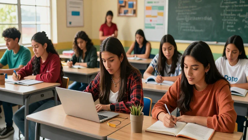 Estudiantes mexicanos colaboran en un aula moderna