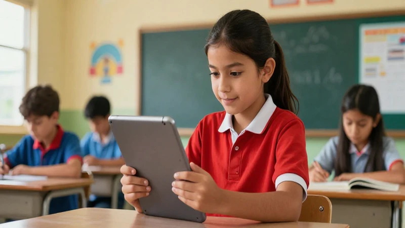 Estudiante mexicano aprende con tableta