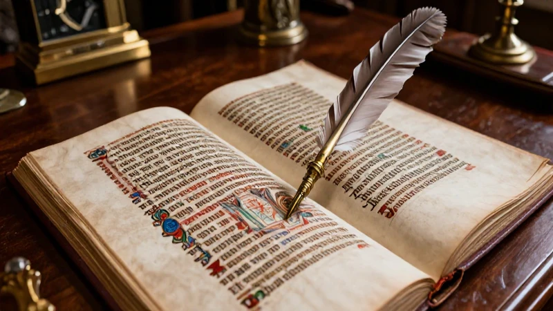 Ilustración digital detallada de manuscrito antiguo