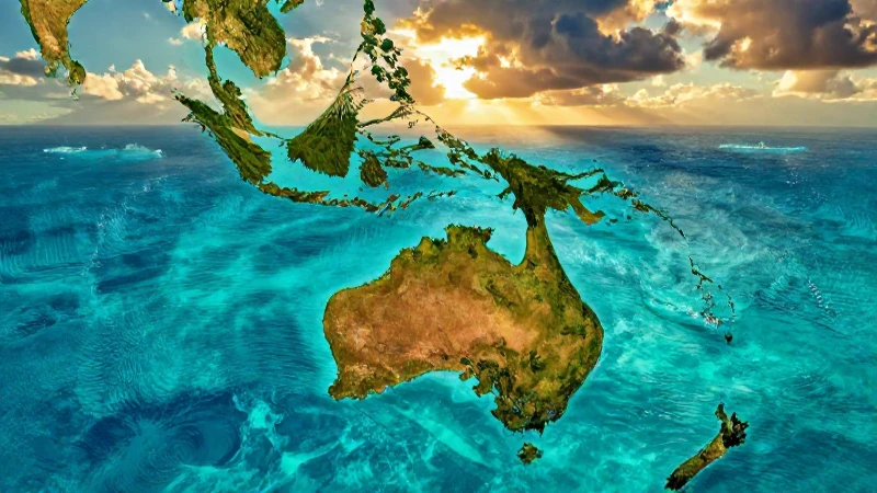 Mapa vibrante de Oceanía tropical