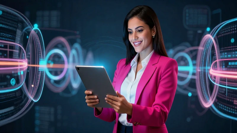 Maestra mexicana moderna con tablet digital