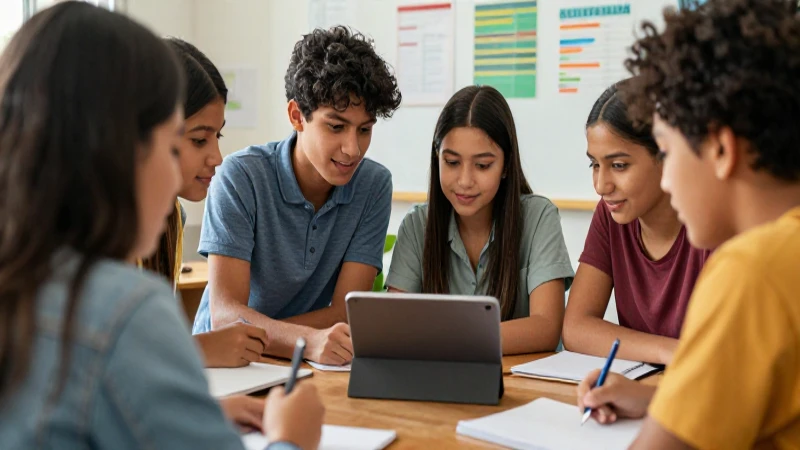 Estudiante mexicano aprendiendo colaborativamente