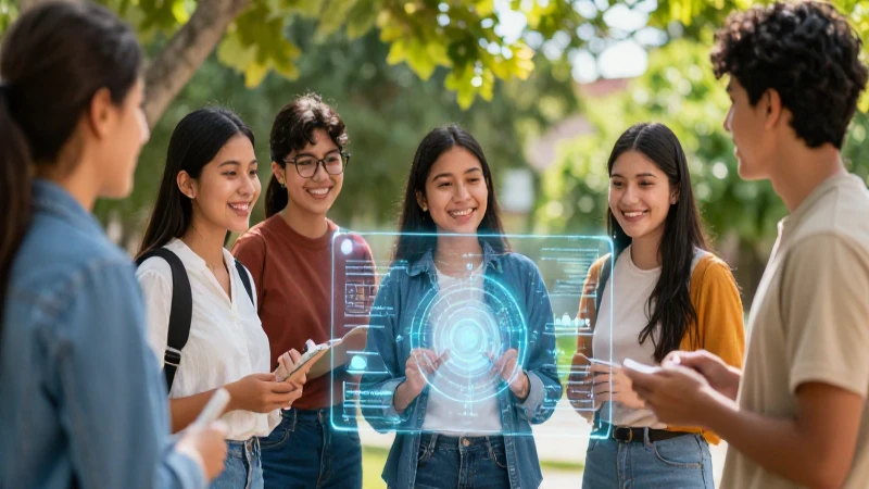 Estudiantes mexicanos en interfaz holográfica premium