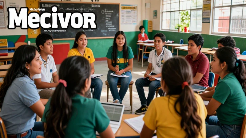 Comunidad diversa dialogando en escuela mexicana vibrante