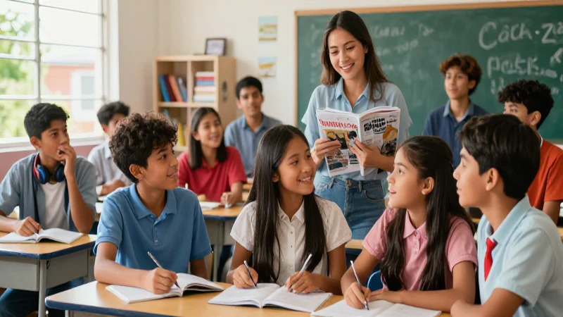 Educación vibrante con estudiantes mexicanos entusiastas