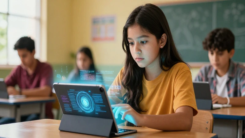 Maximiza la educación con tecnología: una guía completa 4 Estudiante mexicano interactúa con tecnología educativa