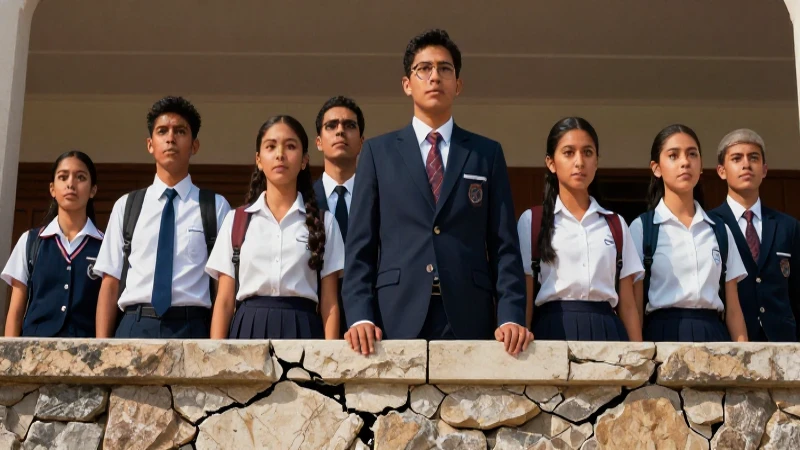 Estudiantes mexicanos uniformados de escuela modernos
