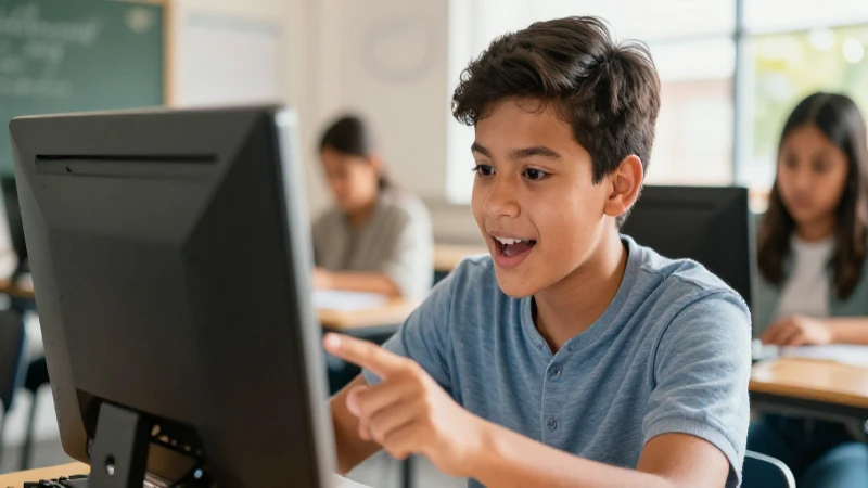 Estudiante mexicano interactúa con tecnología moderna