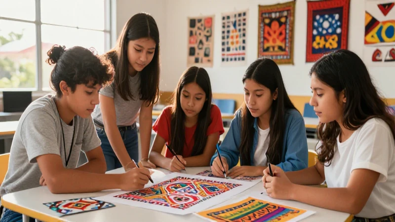 Domina educación artística y patrimonio cultural en nueva escuela mexicana 3 Jóvenes mexicanos crean arte cultural tradicional vibrante