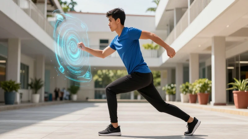 Estudiante mexicano deportivo con tecnología de fitness