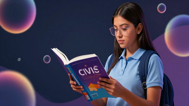 Joven mexicana lee libro educativo, estilo cinematográfico