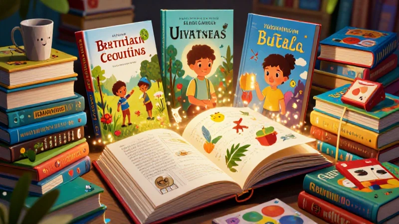 Libros mágicos infantiles vibrantes en un estilo premium