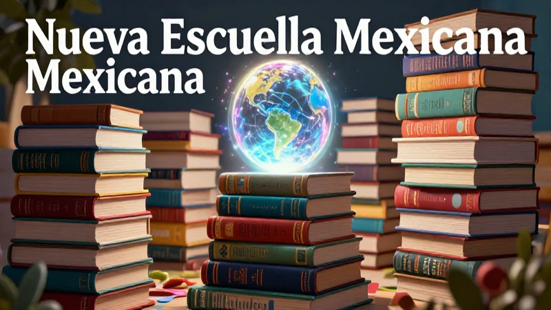 Ilustración educativa con libros y orbe de conocimiento
