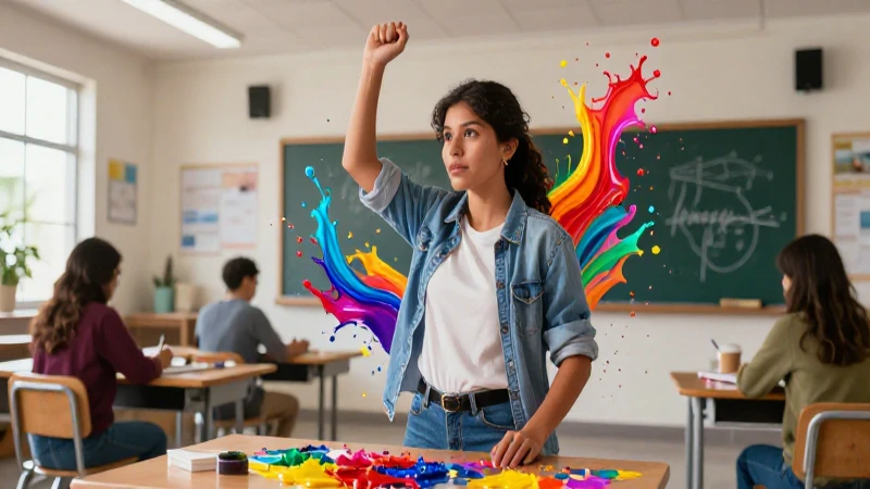 Estudiante creativo con energía artística dinámica