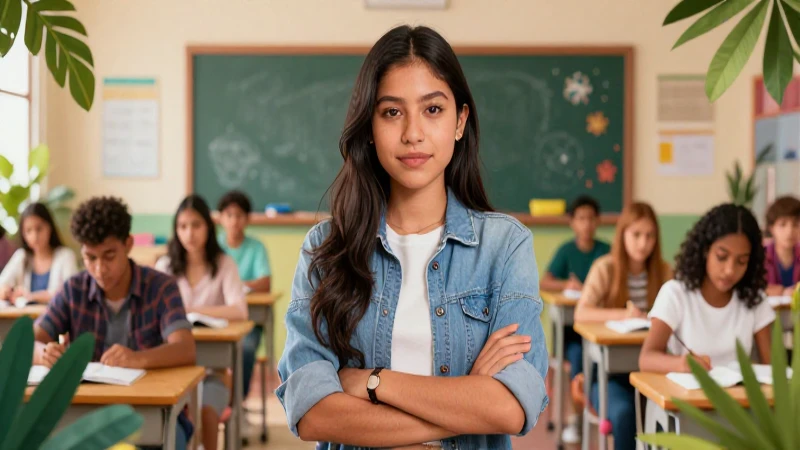 Estudiante mexicana en ilustración digital dinámica