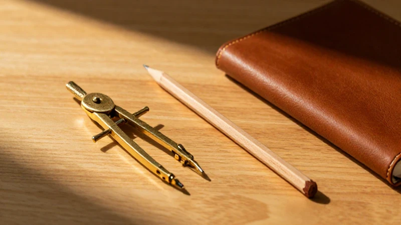Objetos esenciales en escritorio minimalista con luz dorada