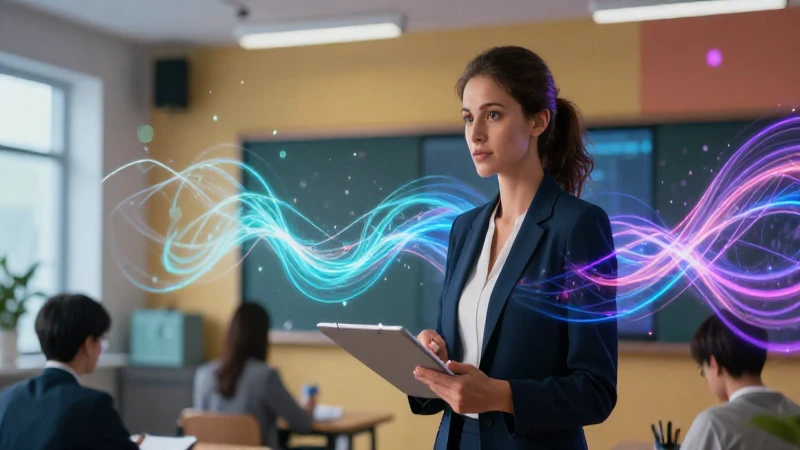 Conoce los beneficios de la flexibilidad curricular en la educación 4 Profesora moderna con hologramas de flexibilidad