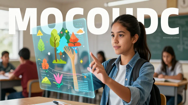 Nuevos cambios en la escuela mexicana: Todo lo que debes saber 6 Estudiante interactúa con hologramas educativos vibrantes