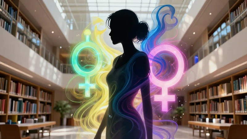 Explora los fundamentos de la filosofía de género y amplía tu sabiduría 4 Silueta femenina dual en librería de la Nueva Escuela Mexicana