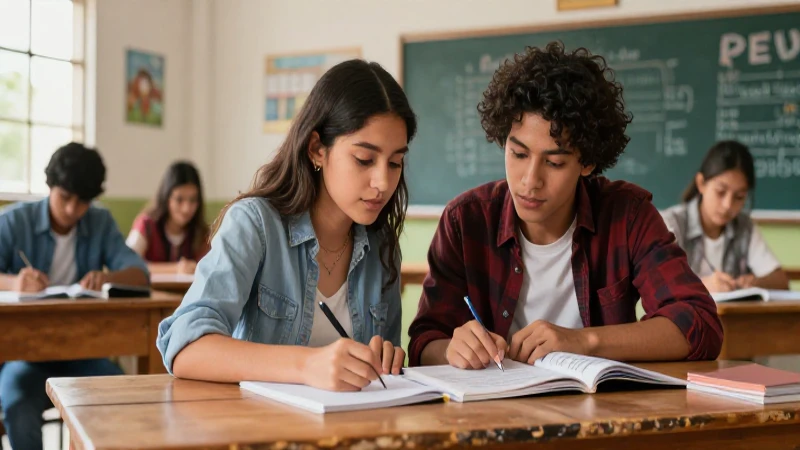 Superando desafíos en la Nueva Escuela Mexicana: Igualdad de género en el foco 3 Estudiantes colaboran en un moderno aula mexicano
