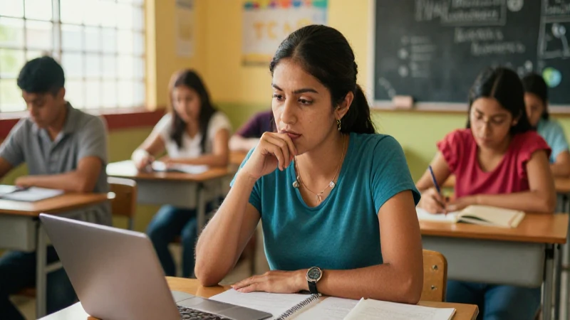 Mujer mexicana estudiando con luz cálida