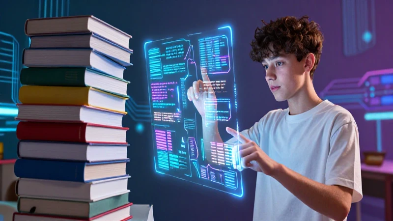 Los libros de tecnología más importantes para la educación en México 3 Estudiante aprende con códigos holográficos en un entorno digital