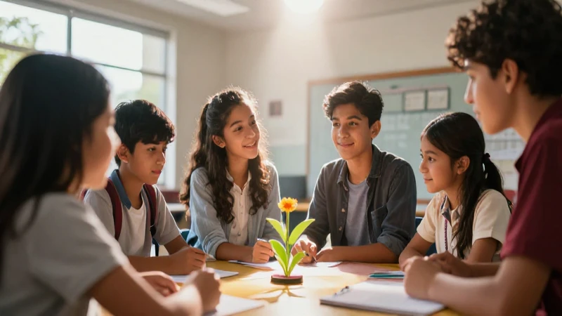 Inspira el emprendimiento en educación: La nueva escuela mexicana con principios innovadores 4 Estudiantes colaboran en entorno educativo mexicano moderno