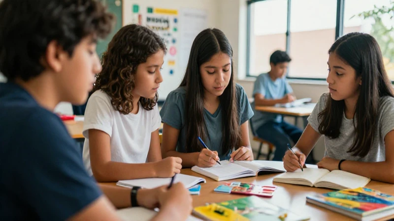 Conoce los principios clave de la Nueva Escuela Mexicana 10 Clase colaborativa mexicana con libros y luz cinematográfica