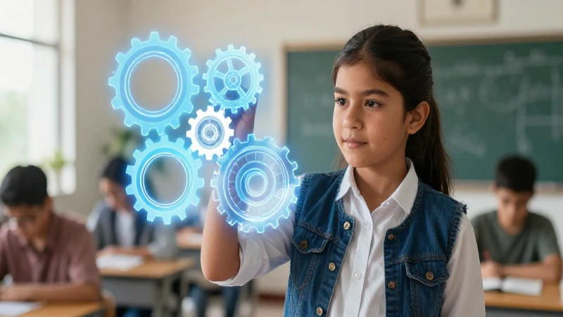Joven mexicano innovador en aula brillante