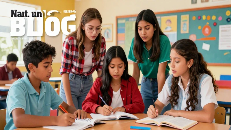 Estudiantes mexicanos aprendiendo colaborativamente con estilo vibrante