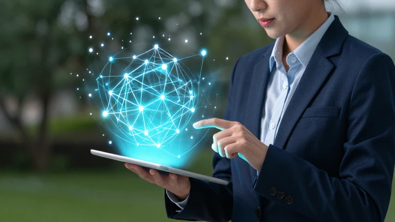Profesor interactúa con tablet holográfica en entorno digital