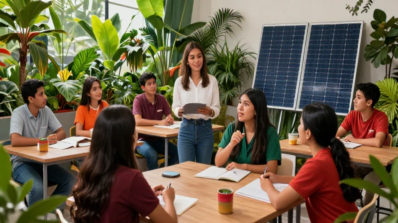Retos y desafíos de la Nueva Escuela Mexicana en educación sustentable 5 Estudiantes mexicanos colaboran en aula sostenible