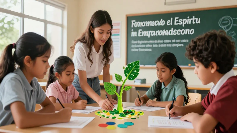 Implementando la Nueva Escuela Mexicana: Fomentando el Espíritu Emprendedor 5 Estudiantes mexicanos creativos en aula moderna