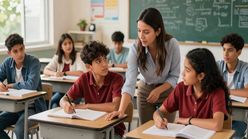 Clase moderna y vibrante de estudiantes mexicanos