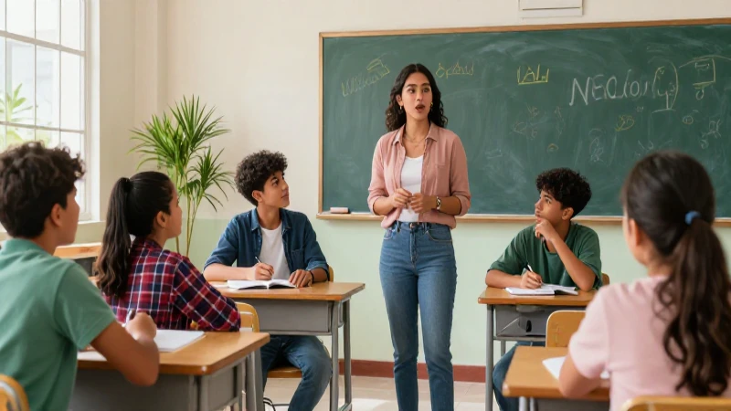 Maestra y alumnos mexicanos en clase vibrante