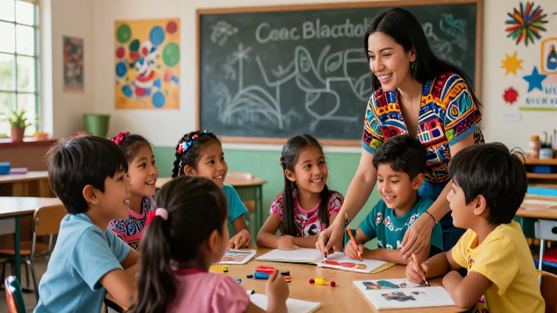 Supera retos educación inclusiva y diversidad cultural 7 Colaboración infantil en vibrante aula mexicana